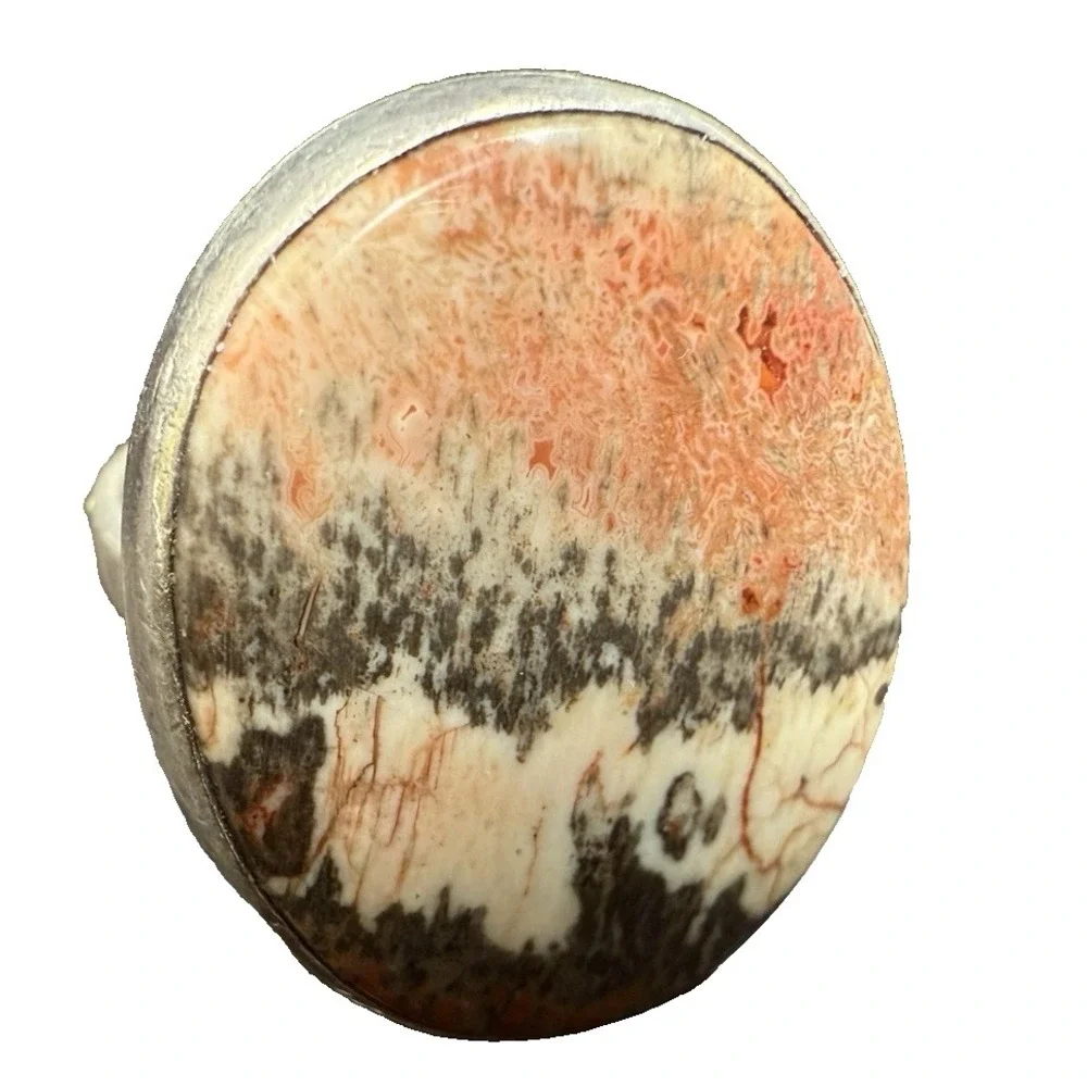 VTG Sterling Silver‎ with Agate Stone ring HandMade by Carlos Diaz Adjustable